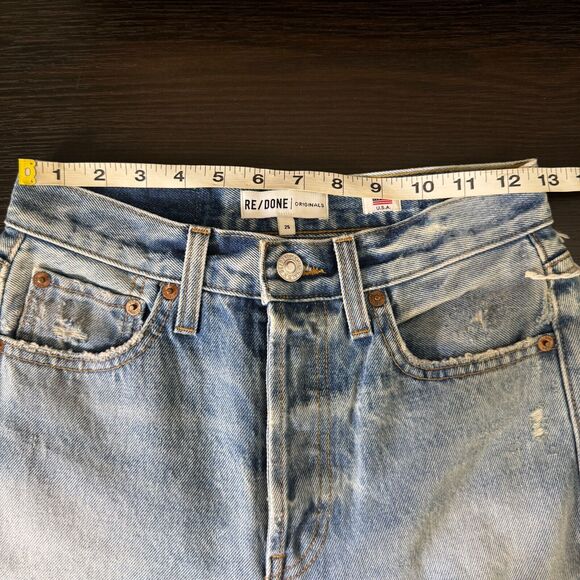 Re/Done Jeans Womens size 25 High Rise Raw Hem Button Fly Distressed Denim - Picture 12 of 15